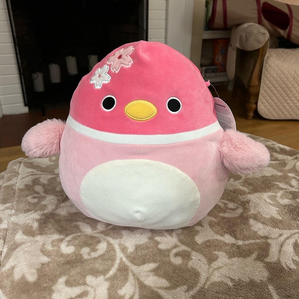 Sonja Squishmallows Pink Plush Bird with Floral Embroidery NWT